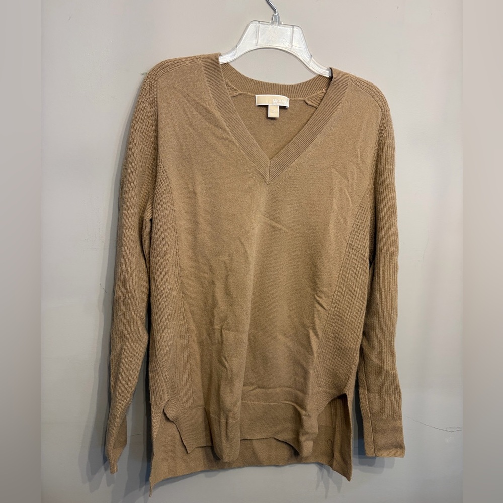 Micheal Kohrs Merino Wool Cashmere Gold V Neck Sweater Size M